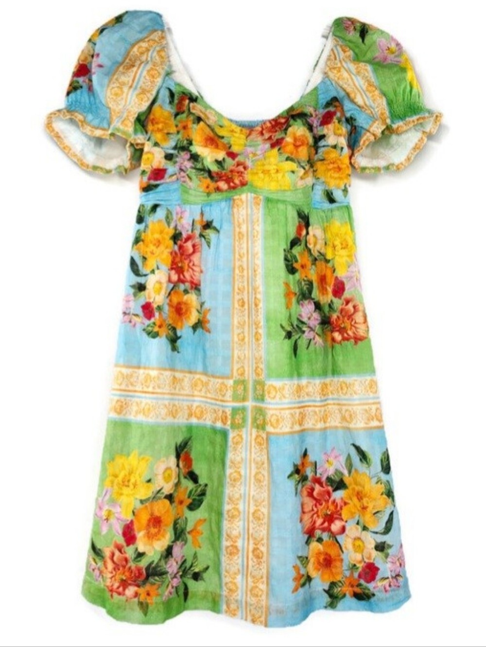 Show Me Your Mumu Annabelle Puff Sleeve Cotton Mini Dress In Country Bouquet
